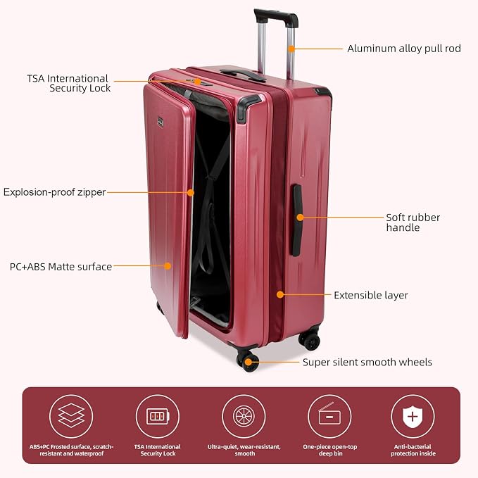 Premium Carry On Luggage, 29 Inch Top Opening Aluminum Frame Airline Approved - Image 4
