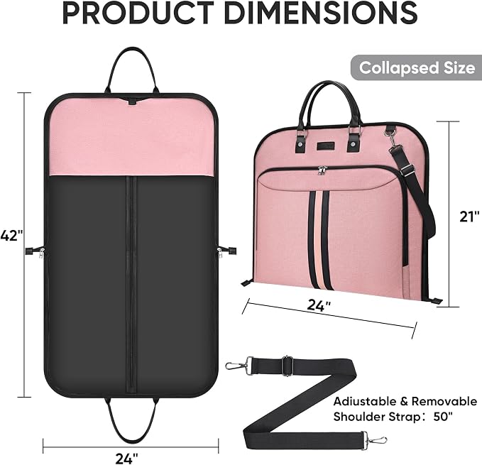 BALEINE Foldable Garment Bags For Travel, Carry On Garment Bags for Hanging - Image 4