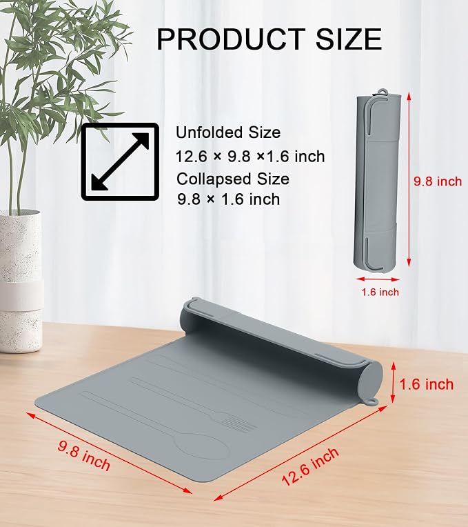 Utensil Box, Tableware Silicone Portable Box Silverware mat, Suitable - Image 4