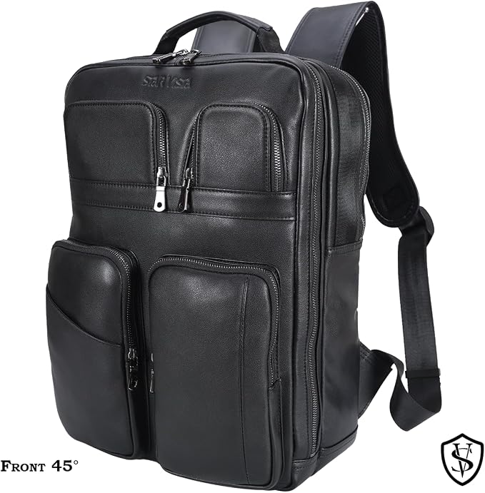 STAR VISTA Angelo 17.3" Premium Calfskin Leather Laptop Backpack - Image 2