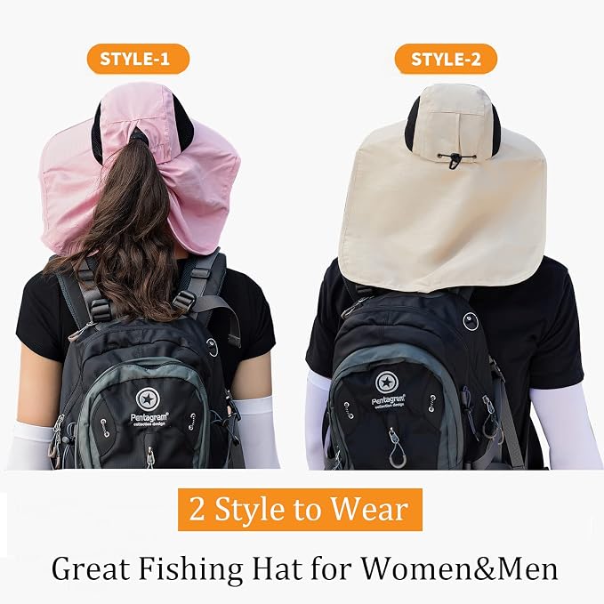 Sun Hat for Men Women with Neck Flap, UPF 50+ UV Protective Hiking Fishing Hats - Image 6