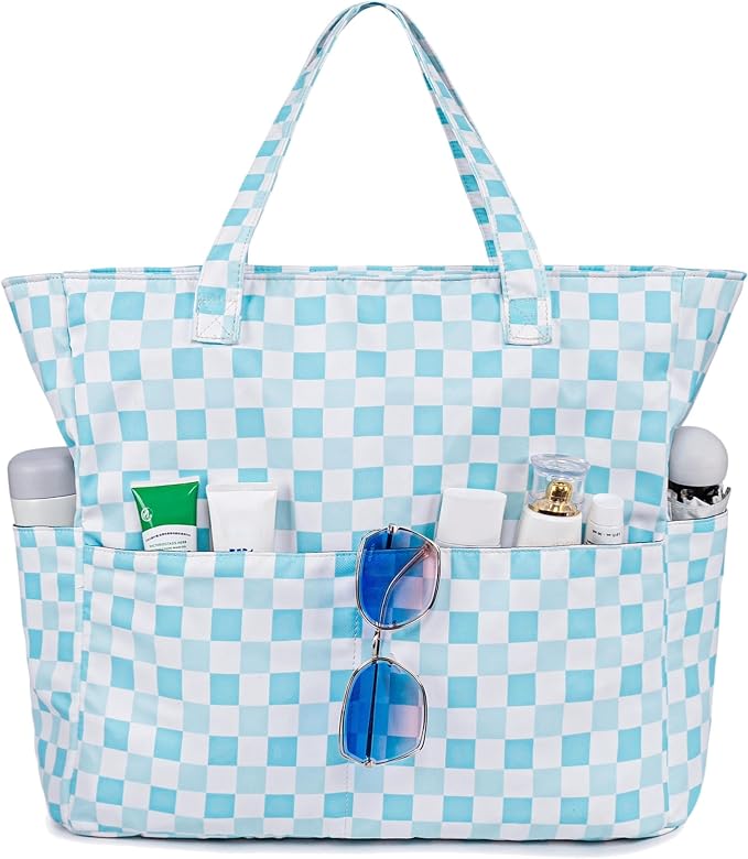 LEDAOU Large Beach Tote Bag Women Waterproof Sandproof Zipper Beach Tote Bag by LEDAOU