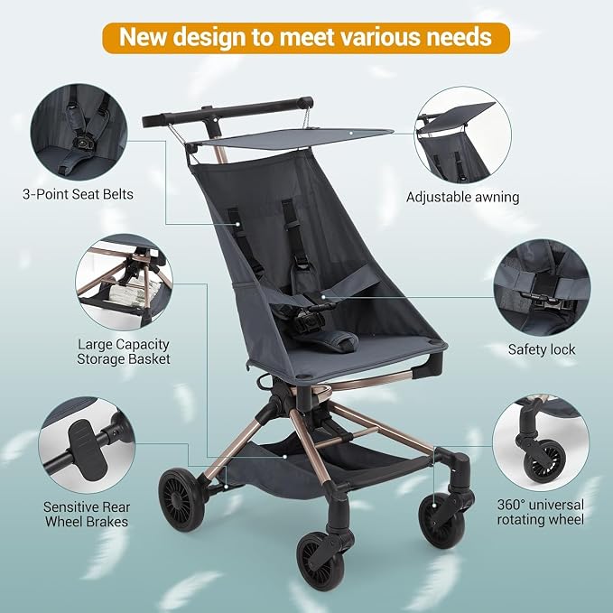 Jojoka Lightweight Stroller for Airplane, Compact Strollers for Travel - Image 3