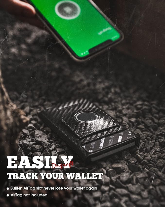 DUGRAFT Pop Up Wallet with AirTag Holder, RFID Blocking Air Tag Wallet with - Image 2