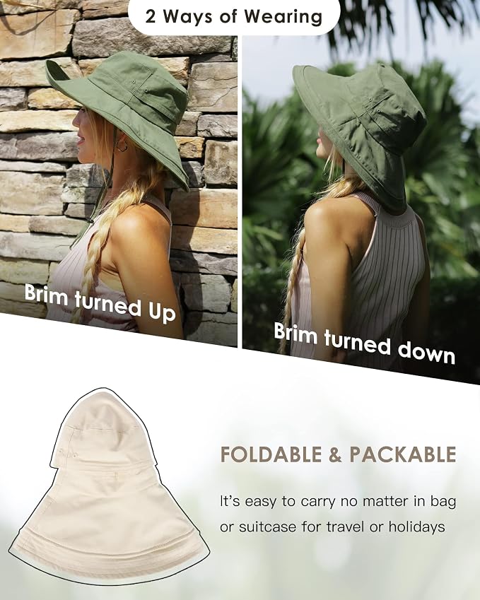 Sun Hats for Women Gardening Hat Wide Brim Ponytail Beach Sun Protection - Image 5