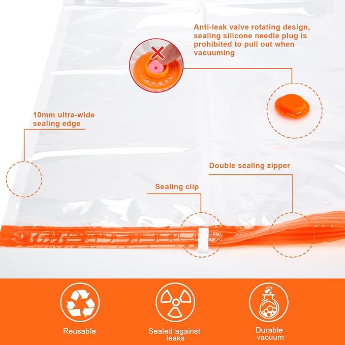 AGPTEK 12 Pack Vacuum Storage Bags Compression Storage Bags - Image 5