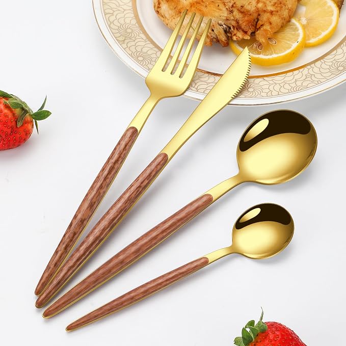 16 Pcs Gold Silverware Set - Image 6