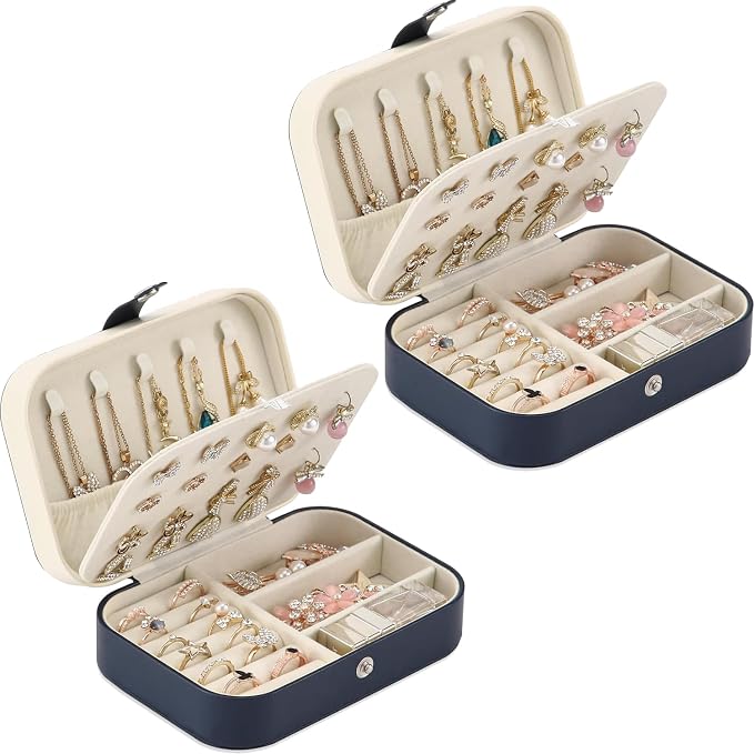 Travel Jewelry Box, PU leather Small Jewelry Organizer by XZUZ