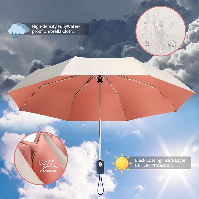 Color Glue Coating Sun Umbrella UV Protection Compact Folding Windproof - Image 3