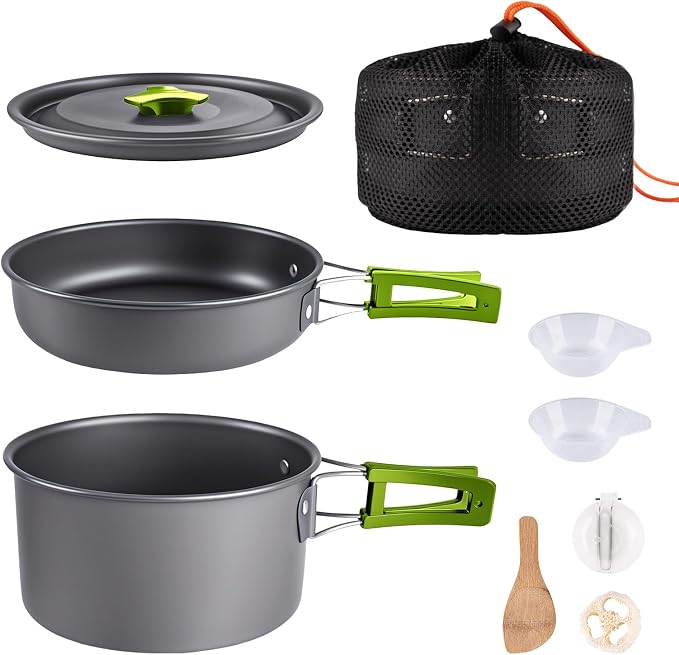 aiGear Camping Cookware Mess Kit, Non-Stick Camping Pan Pot Kettle, Lightweight by aiGear