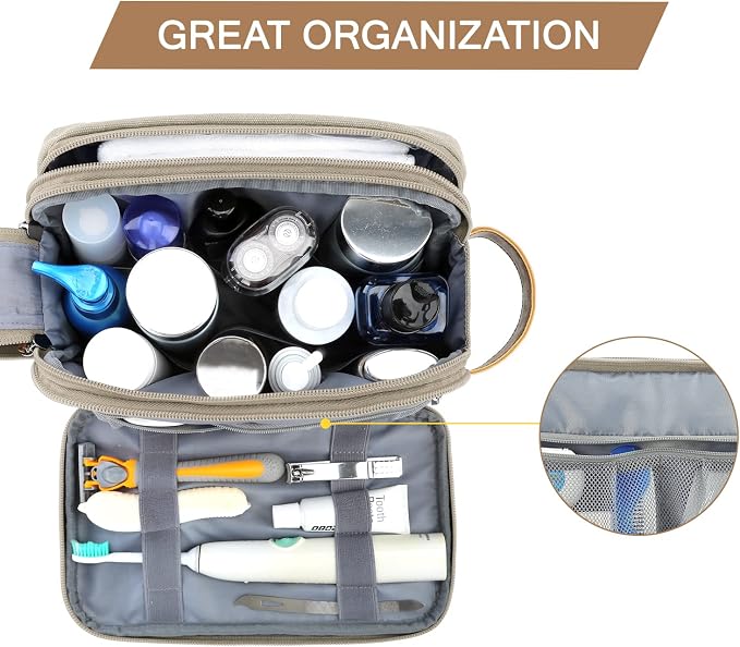 BAGSMART Toiletry Bag for Men, Canvas Travel Toiletry Organizer Dopp Kit - Image 2