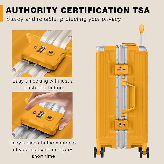 AnyZip Carry On Luggage PC+ABS Aluminum Frame Zipperless Luggage Hard Shell - Image 5