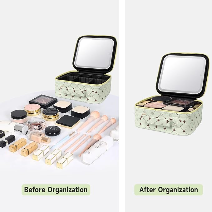 Travel Makeup Bag With 360° rotating LED Mirror, Waterproof cosmetic organizer - Image 4