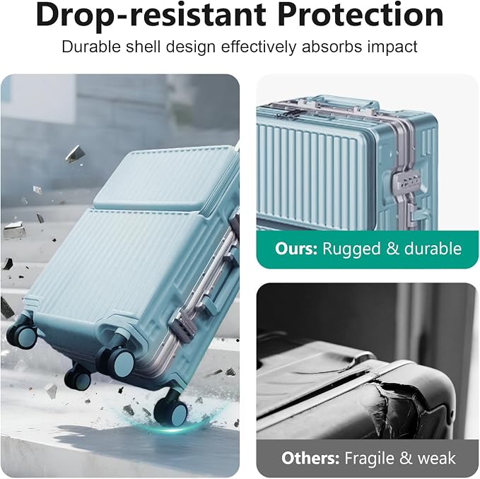 Hard Shell Luggage 20 Inch Travel Luggage, PC+ABS Aluminum Frame, Lightweight - Image 4