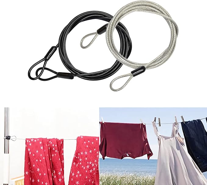 100CM/3.3ft 3mm Outdoor Travel Security Cable Lock, Braided Steel Coated Safety - Image 5
