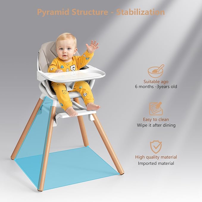 Baby High Chair, Highchair for Baby & Toddler, Easy Clean Infant Highchair - Image 5