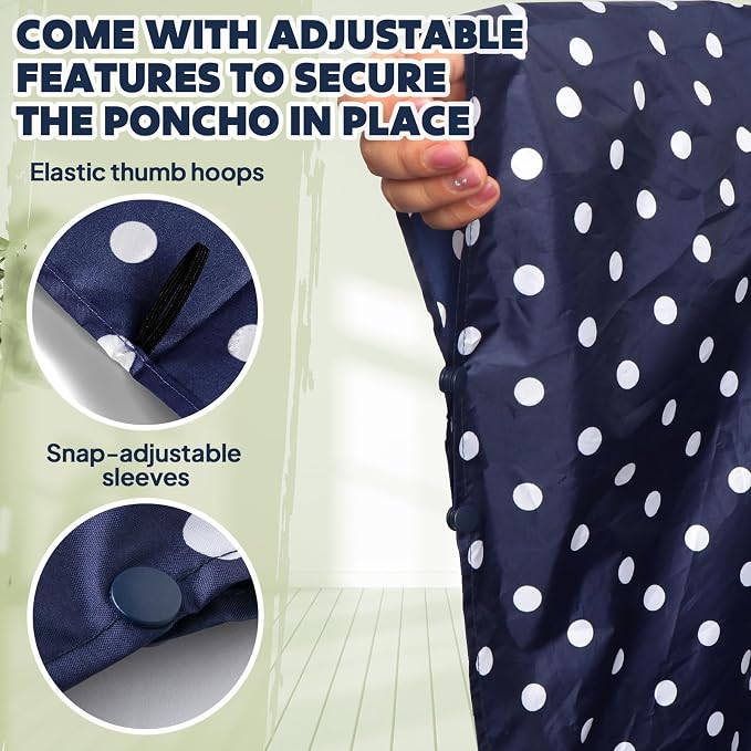 ANYOO Waterproof Rain Poncho Lightweight Reusable Hiking Hooded Coat Jacket - Image 4