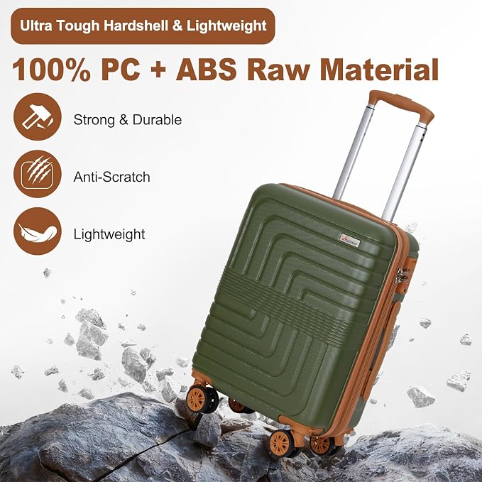 Romswi Luggage Sets 3 Piece Expandable PC+ABS Suitcases, Durable Hardshell - Image 3