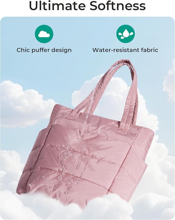 BAGSMART Tote Bag for Women, Lightweight Puffy Tote Bag - Image 3