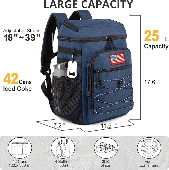 Tactical Backpack Cooler, 25L Cooler Backpack Insulated Leak-Proof, Heavy Duty - Image 3
