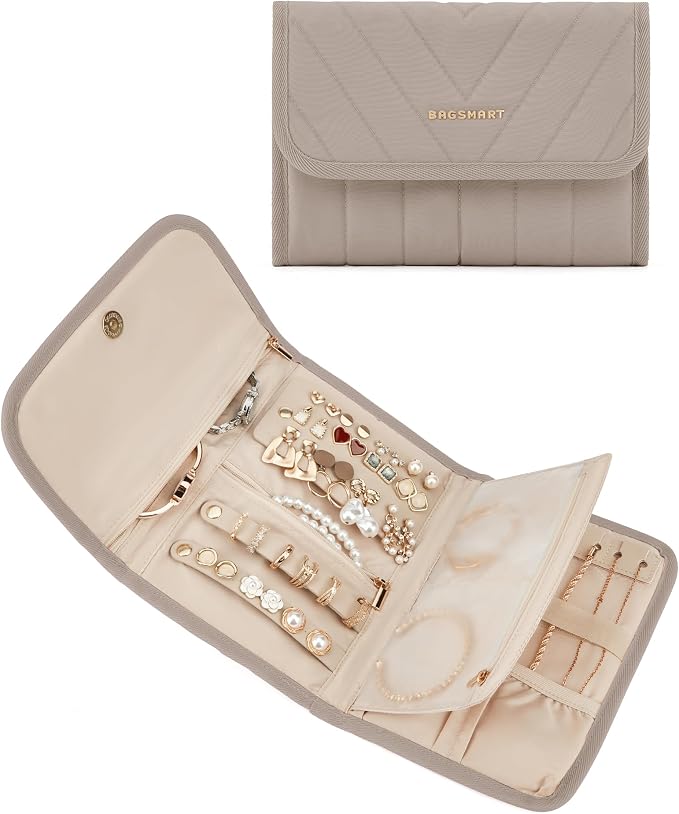BAGSMART Travel Jewelry Organizer Case, Foldable Jewelry Roll by BAGSMART