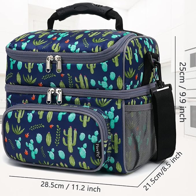 FlowFly Double Layer Cooler Insulated Lunch Bag Adult Lunch Box Large Tote Bag - Image 4