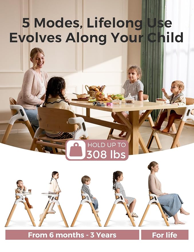 Momcozy DinerPal Wooden High Chair - Image 2