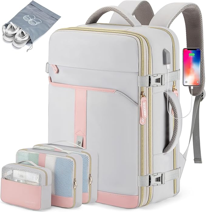 42L Travel Laptop Backpack, Expandable Carry-on Luggage, Anti-Theft Business by BAGODI
