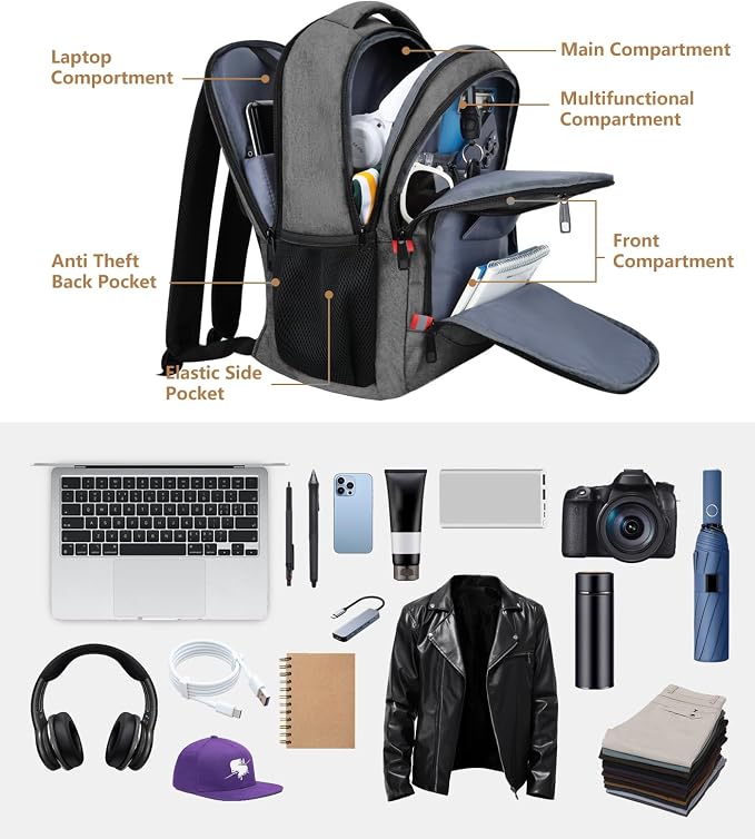 Backpack for Men Women, Travel School Backpacks for Teen Boys, Bookbag - Image 3