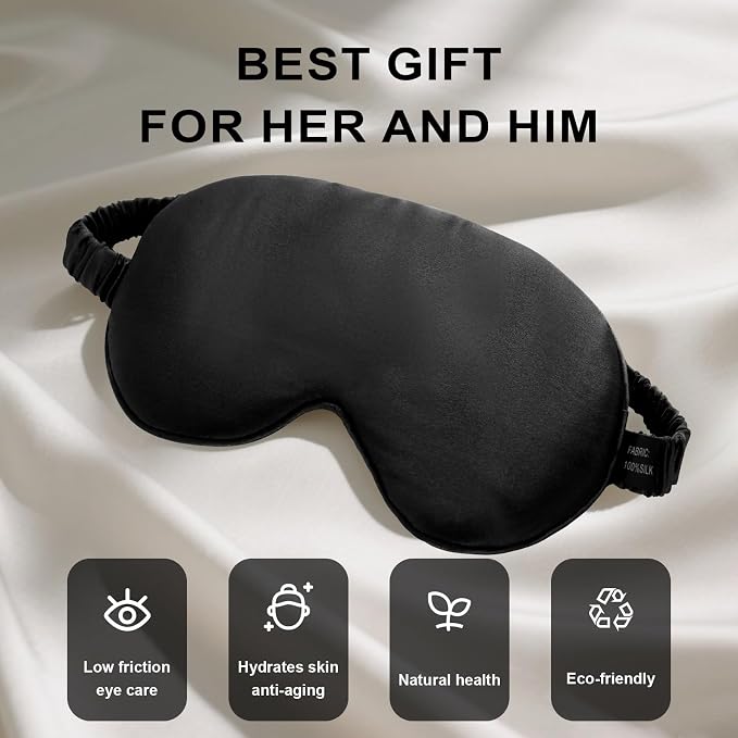 100% Mulberry Silk Sleep Mask, Ultra-Soft Light Blocking Eye Cover - Image 6