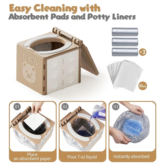 Travel Potty for Toddler with 3 Rolls Liners, Foldable Car Potty for Toddlers - Image 4