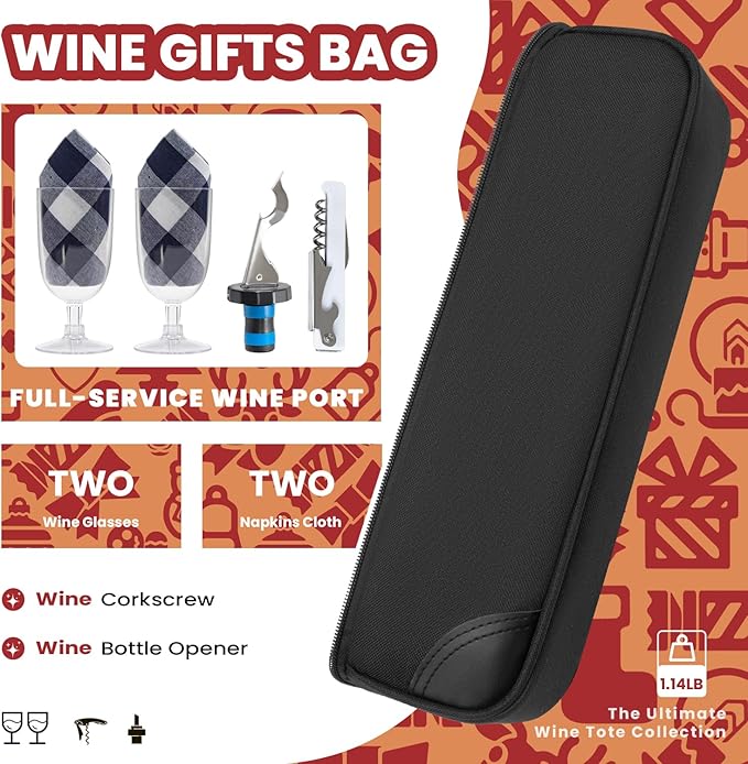 ALLCAMP Wine tote Bag with Cooler Compartment, Picnic Set Carrying Two sets of - Image 3