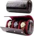 MR.OKAY 3 Watch Travel Case-Classic Leather Watch Case by MR.OKAY