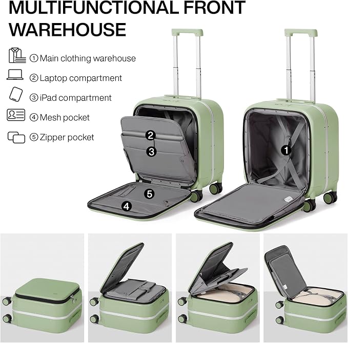 mixi Carry On Luggage, 18” Suitcase - Image 4