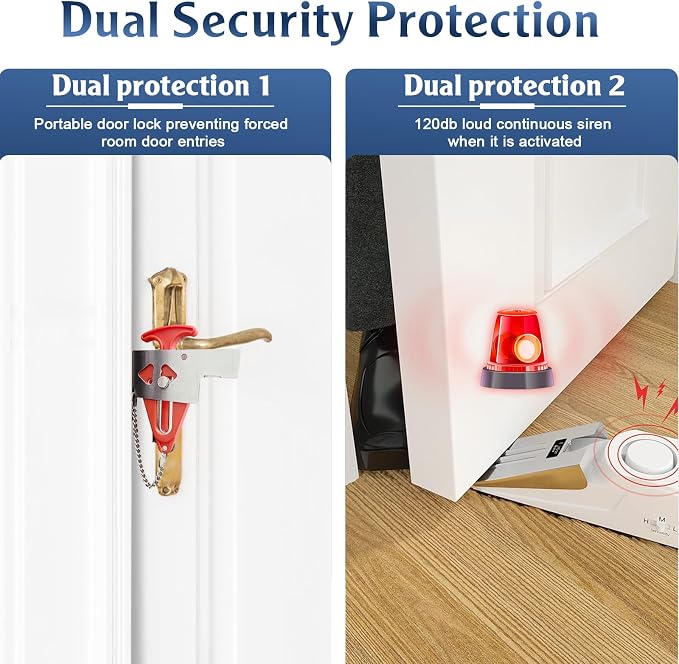 KERUI Door Stop Alarm & Portable Door Lock, Dual Protection Security Door - Image 2
