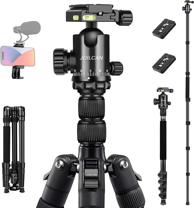 Tripod for Camera, 83 inch DSLR Tripods & Monopods, Aluminum Heavy Duty Tripod by JOILCAN
