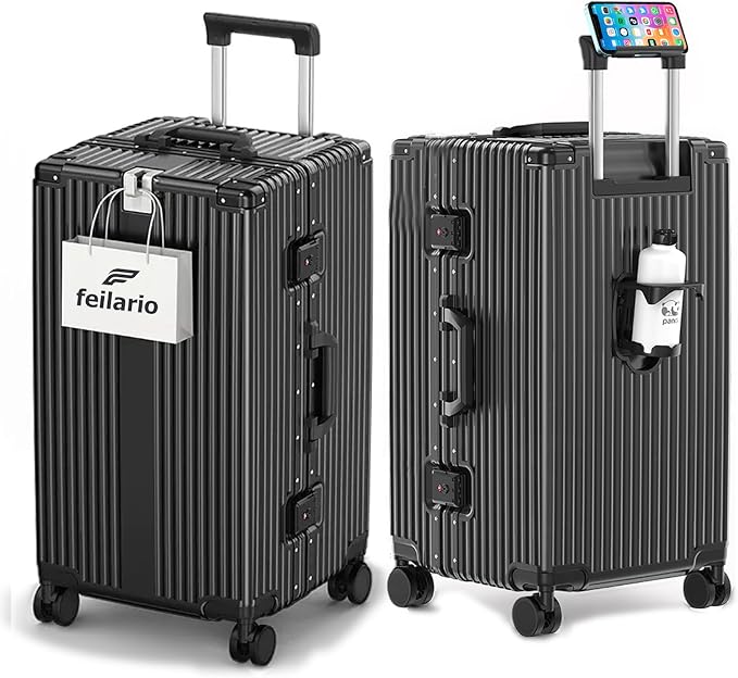 feilario 26in Super Large Captain Aluminum Frame Hardside Spinner Wheels Luggage by feilario