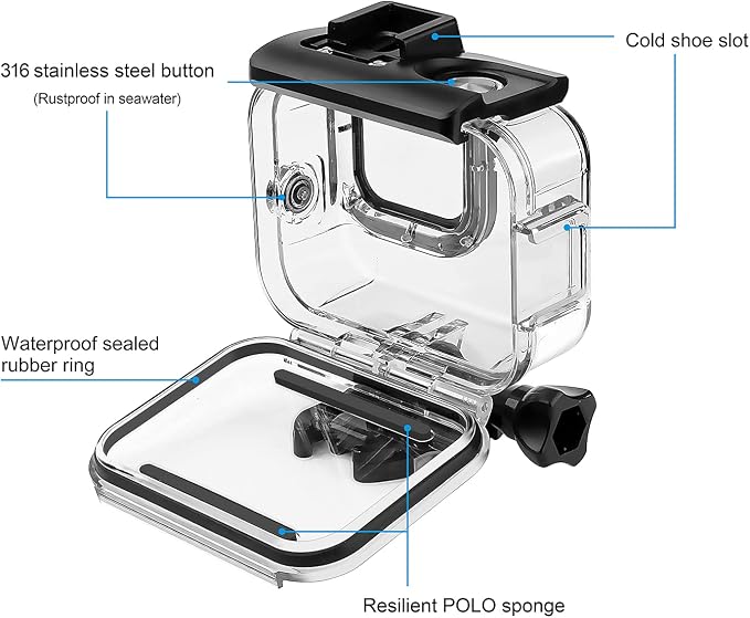 SOONSUN Waterproof Case for GoPro Hero 13 12 11 10 9 Black, 196FT/60M - Image 2