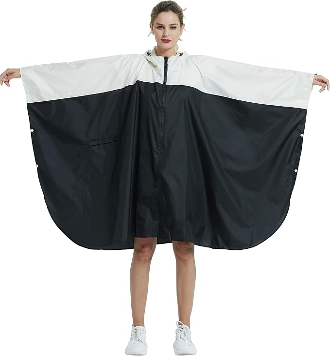 Rain Poncho Jacket Coat Hooded Zipper Style - Image 6