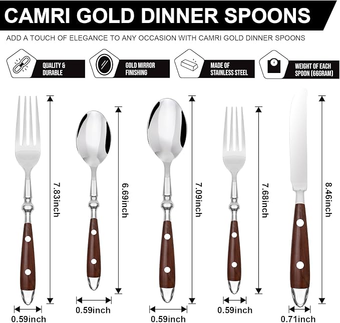 20-Piece Silverware Set for 4, High-end Everyday Flatware Set, Wood Grain Color - Image 4