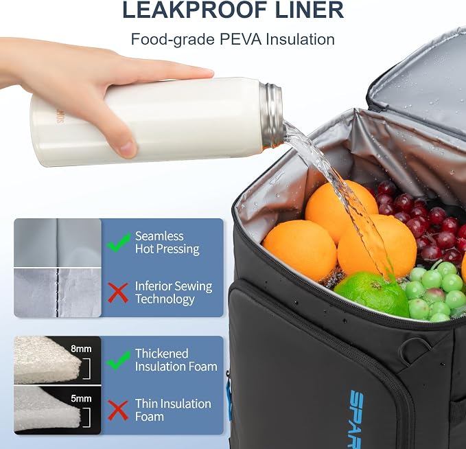 SPARTER Backpack Cooler Insulated Leak Proof 33/49 Cans, 2 Insulated - Image 3