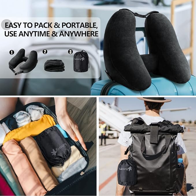 Neck Pillow for Travel Inflatable Airplane Pillow Comfortably Supports Head - Image 7