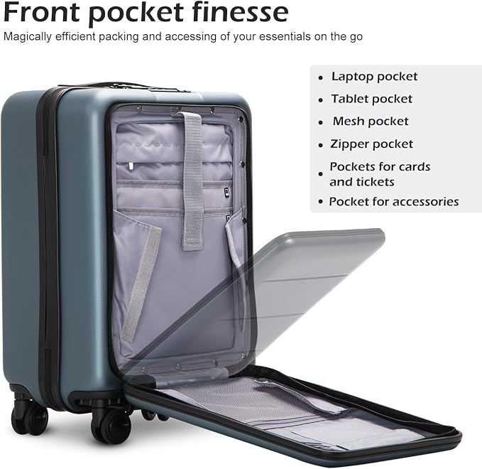 Coolife Luggage Suitcase Piece Set Carry On ABS+PC Spinner - Image 3