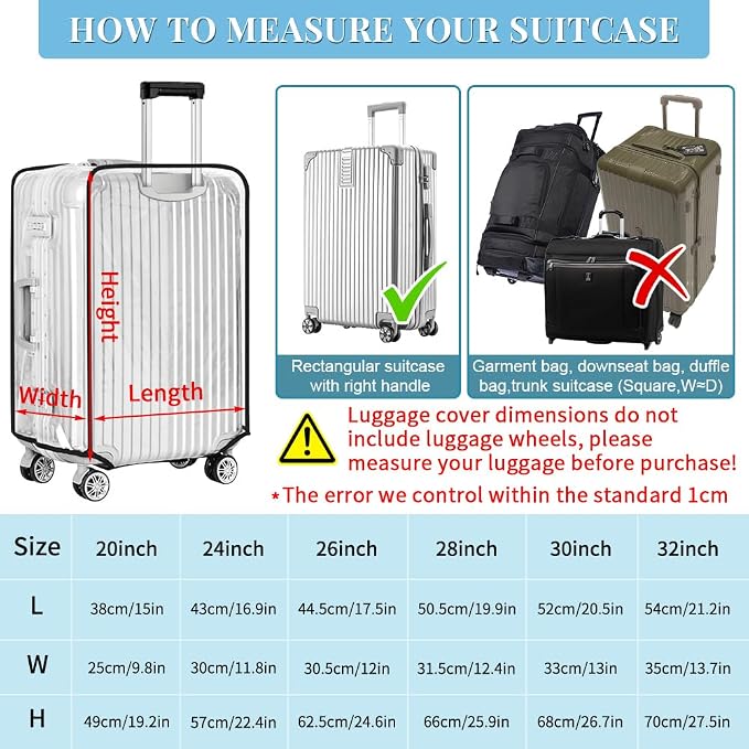 Yotako Clear PVC Suitcase Cover Protectors 28 Inch Luggage Cover - Image 7