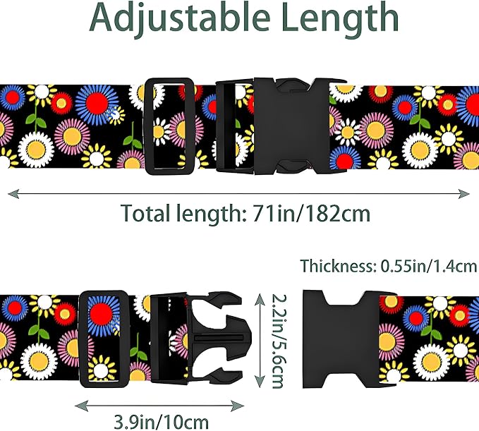 Sunflowers Luggage Straps for Suitcases, Adjustable Luggage Travel Belt to Keep - Image 2