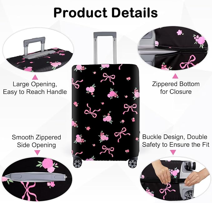 Pink Dino Suitcase Luggage Cover, Thick Suitcase Cover - Image 4