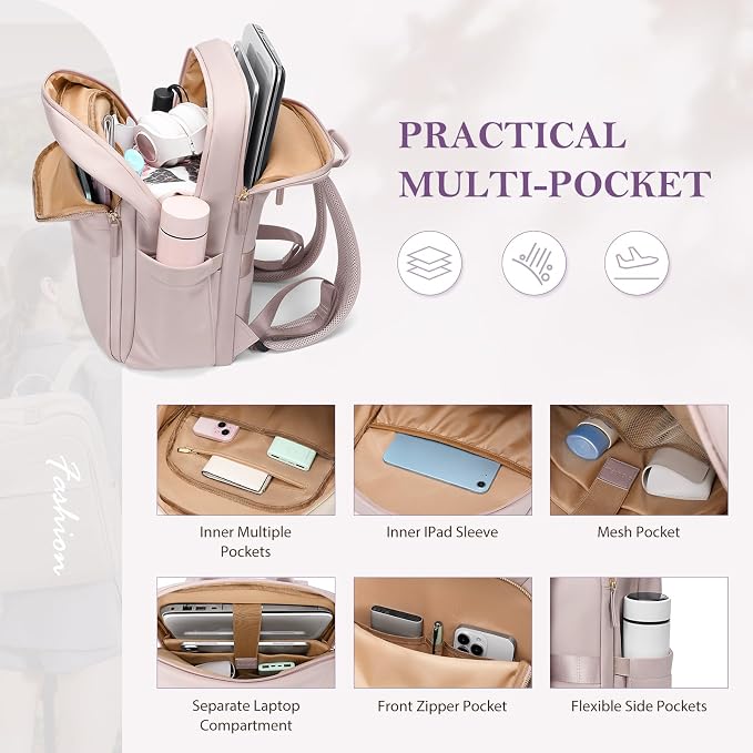 Travel Backpack for Women Personal Carry On Bag Business Weekender Hiking - Image 2
