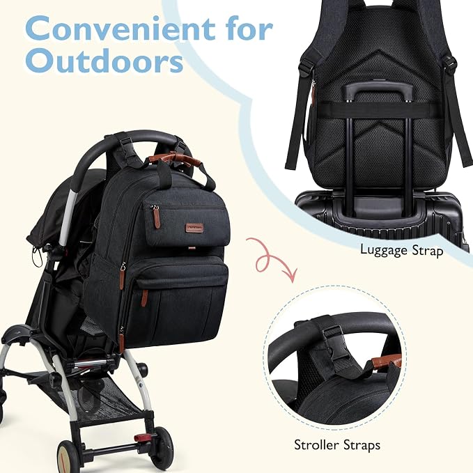 mommore Diaper Bag Backpack, Large Diaper Bag Expandable - Image 6