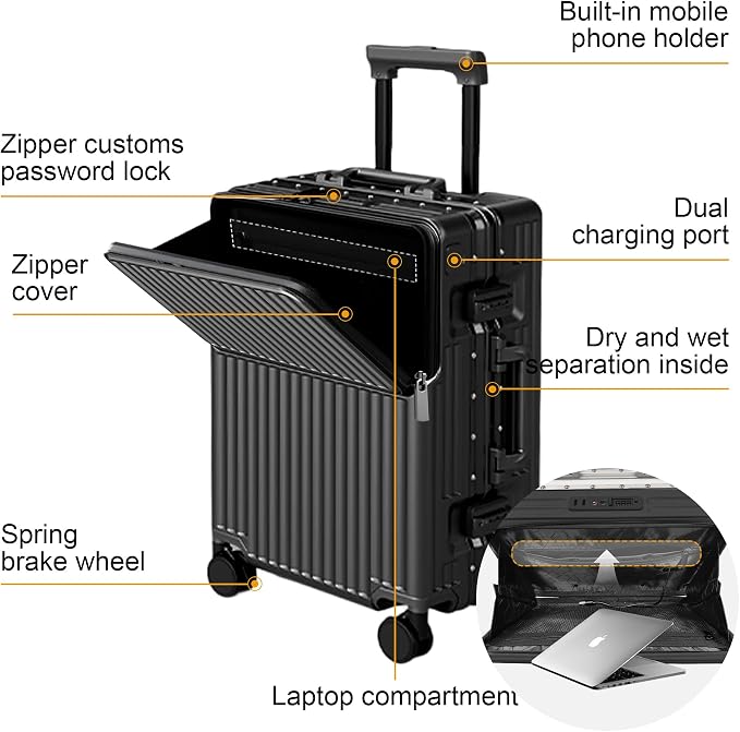 Hard Shell Luggage 24 Inch Travel Luggage, Carry-On Luggage Spinner TSA - Image 2