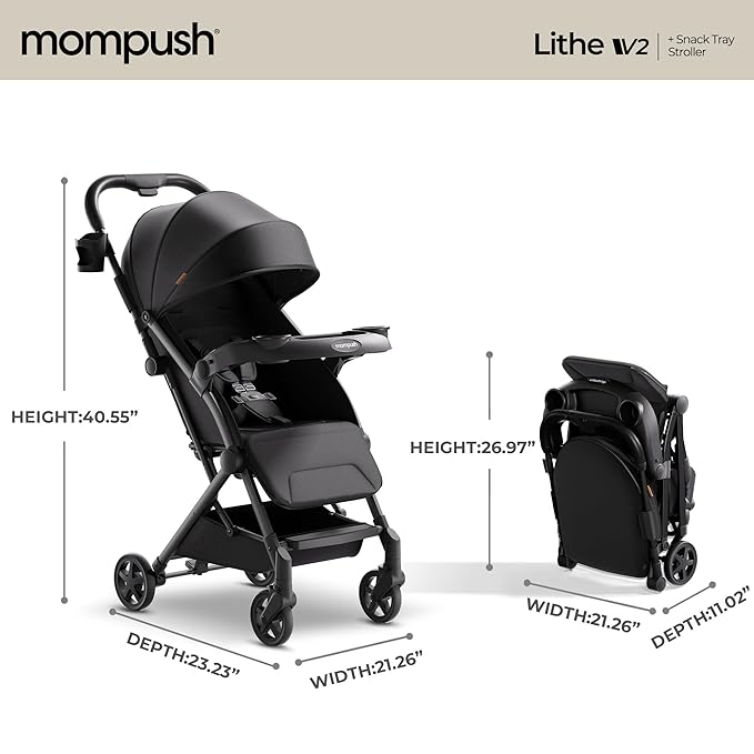 Mompush Lithe V2 Lightweight Travel Stroller, Compact Foldable Baby Stroller - Image 9